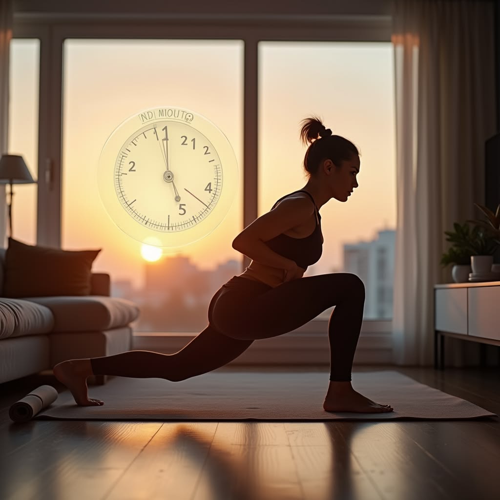 Visual breakdown of a timed home workout session with warm-up, main block, and cooldown phases